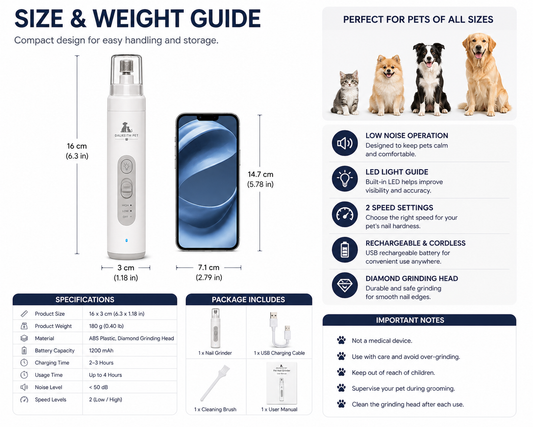 Dalkeith Pet QuietGlide Nail Grinder with LED Guide for Dogs & Cats
