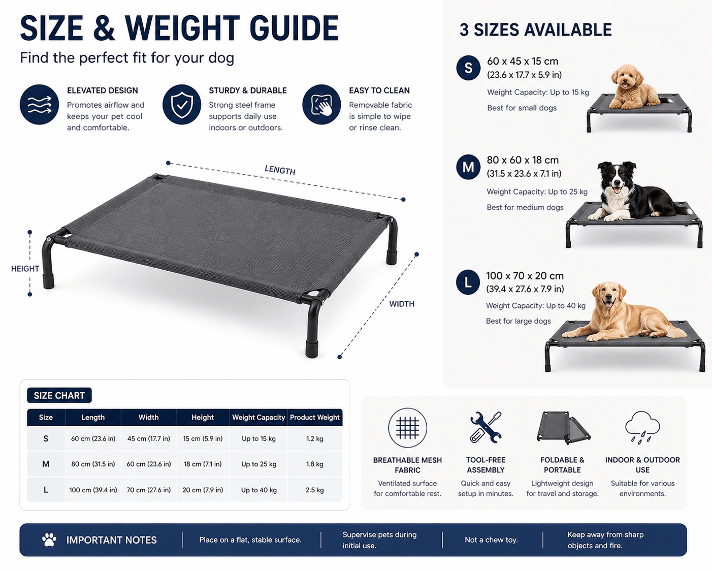 Dalkeith Pet ChillCore Elevated Cooling Dog Bed